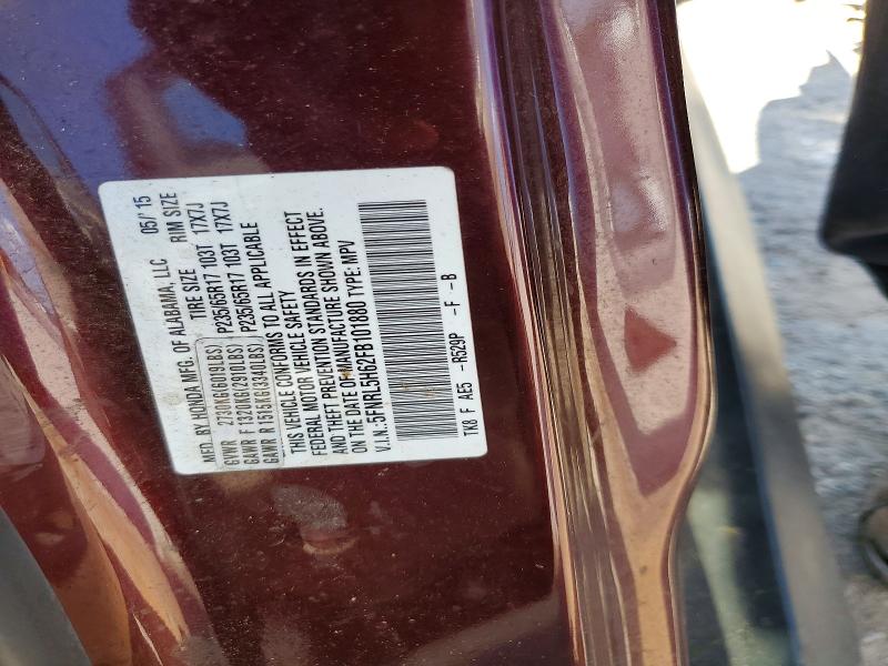 Продаж на аукціоні авто 2015 Honda Odyssey, vin: 5FNRL5H62FB101880, номер лоту: 61220286