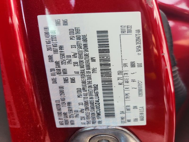 Aukcja sprzedaży 2020 Ford Escape, vin: 1FMCU0DZ4LUA67882, numer aukcji: 62028396