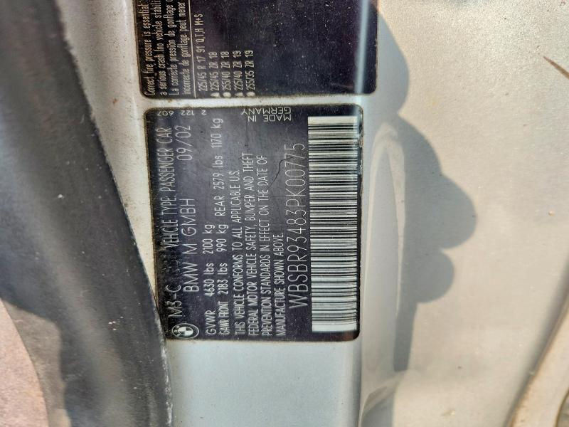 Продаж на аукціоні авто 2003 Bmw M3, vin: WBSBR93483PK00775, номер лоту: 62755996