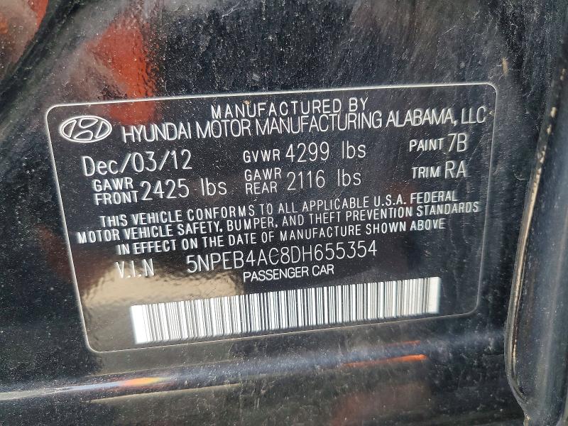 Aukcja sprzedaży 2013 Hyundai Sonata, vin: 5NPEB4AC8DH655354, numer aukcji: 85607745