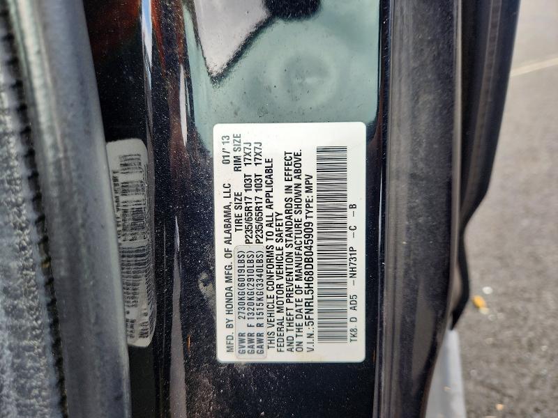 60862106 :رقم المزاد ، 5FNRL5H68DB045909 vin ، 2013 Honda Odyssey مزاد بيع