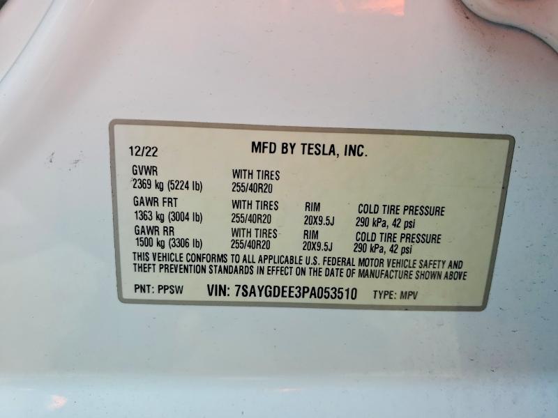 61284026 :رقم المزاد ، 7SAYGDEE3PA053510 vin ، 2023 Tesla Model Y مزاد بيع