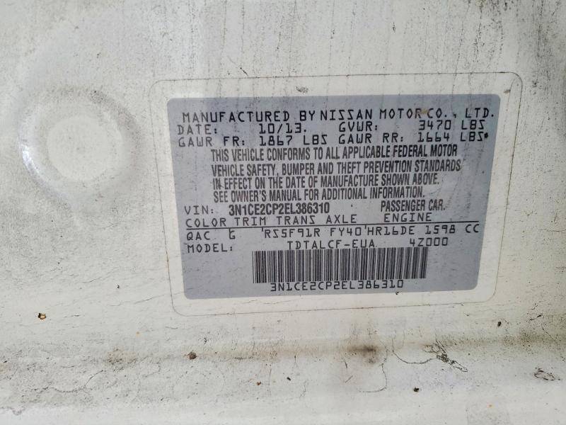 Продажа на аукционе авто 2014 Nissan Versa Note, vin: 3N1CE2CP2EL386310, номер лота: 62773106