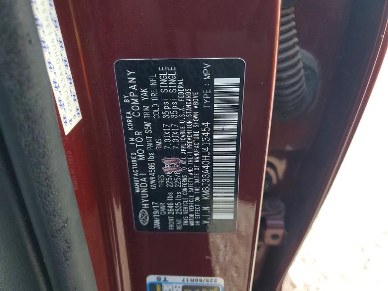 59669526 :رقم المزاد ، KM8J33A40HU413454 vin ، 2017 Hyundai Tucson مزاد بيع
