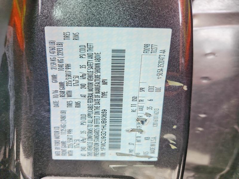 59254426 :رقم المزاد ، 1FMCU9GD1HUB93659 vin ، 2017 Ford Escape مزاد بيع