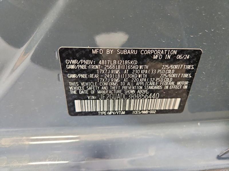 2024 Subaru Crosstrek მანქანა იყიდება აუქციონზე, vin: JF2GUADC3RH856440, აუქციონის ნომერი: 59671476