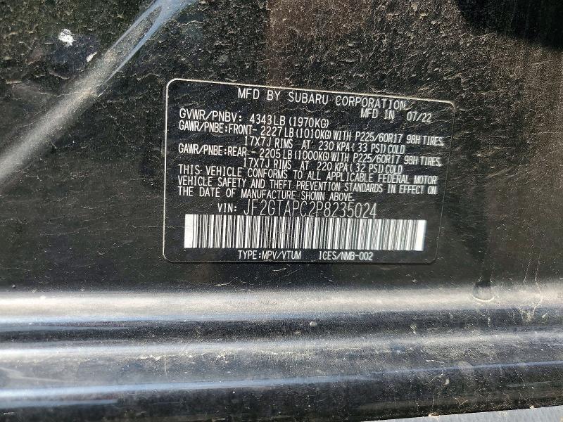 62160116 :رقم المزاد ، JF2GTAPC2P8235024 vin ، 2023 Subaru Crosstrek مزاد بيع