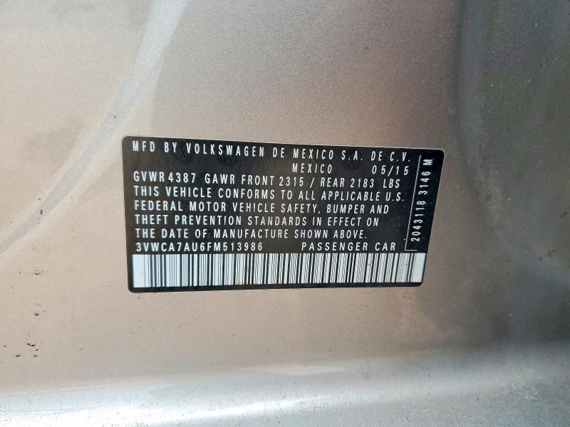 Продажа на аукционе авто 2015 Volkswagen Golf Sportwagen, vin: 3VWCA7AU6FM513986, номер лота: 61560066