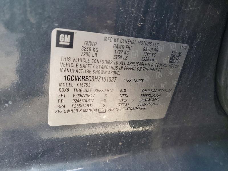 Aukcja sprzedaży 2017 Chevrolet Silverado, vin: 1GCVKREC3HZ161537, numer aukcji: 58012996