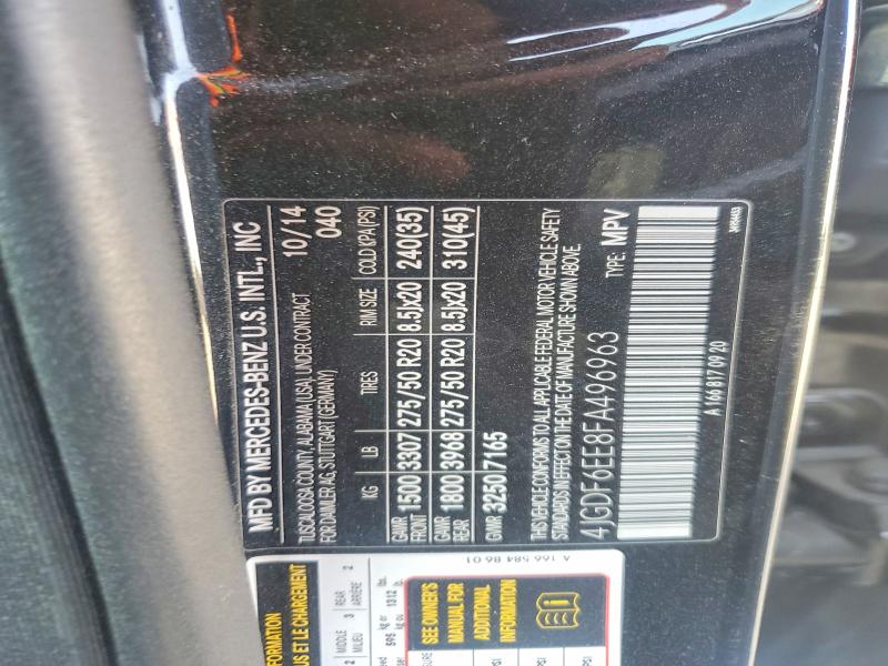 60960426 :رقم المزاد ، 4JGDF6EE8FA496963 vin ، 2015 Mercedes-benz Gl مزاد بيع