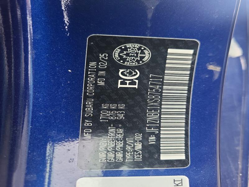 58553856 :رقم المزاد ، JF1ZNBE1XS8754717 vin ، 2025 Toyota Gr 86 مزاد بيع