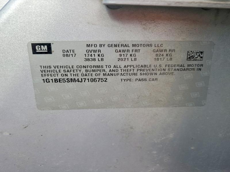 85623115 :رقم المزاد ، 1G1BE5SM4J7106752 vin ، 2018 Chevrolet Cruze مزاد بيع
