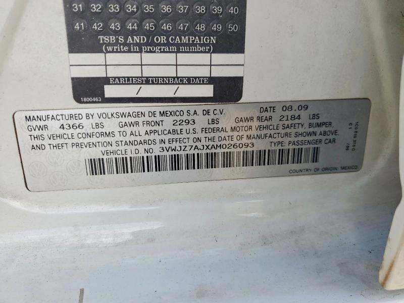 Продаж на аукціоні авто 2010 Volkswagen Jetta, vin: 3VWJZ7AJXAM026093, номер лоту: 61913986