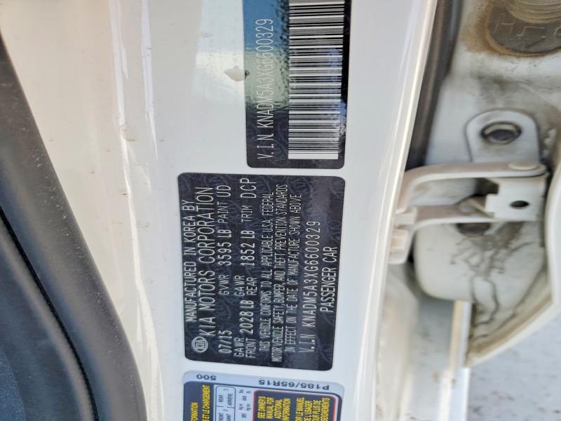 2016 Kia Rio მანქანა იყიდება აუქციონზე, vin: KNADM5A3XG6600329, აუქციონის ნომერი: 61048496