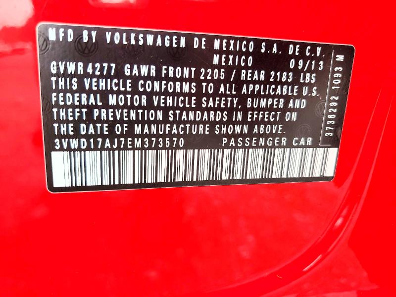 60498526 :رقم المزاد ، 3VWD17AJ7EM373570 vin ، 2014 Volkswagen Jetta مزاد بيع