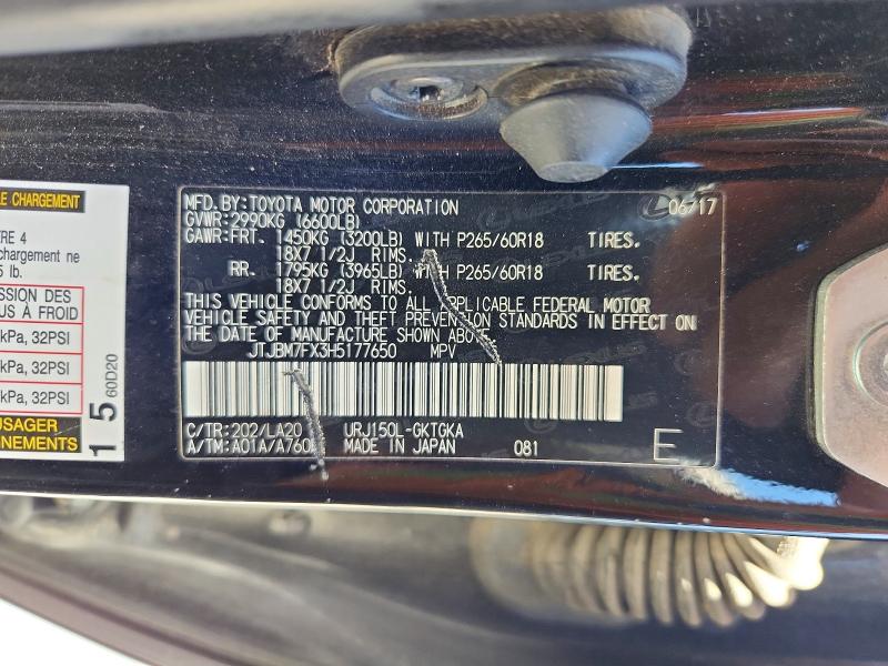 Продажа на аукционе авто 2017 Lexus Gx, vin: JTJBM7FX3H5177650, номер лота: 62942636