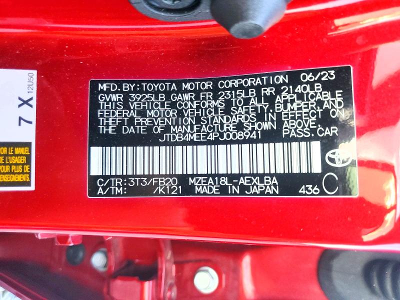 Aukcja sprzedaży 2023 Toyota Corolla, vin: JTDB4MEE4PJ008941, numer aukcji: 61941476