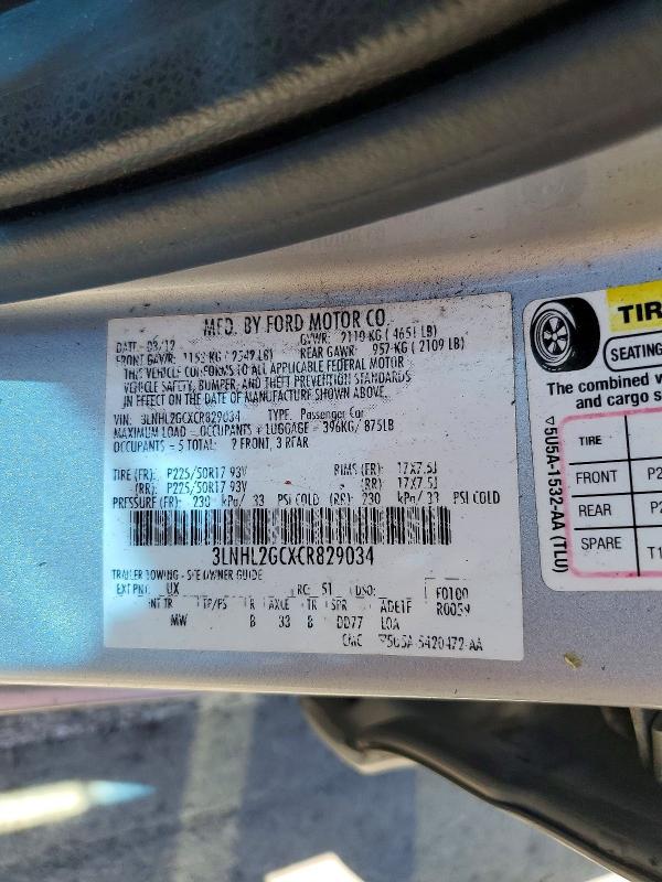 Продаж на аукціоні авто 2012 Lincoln Mkz, vin: 3LNHL2GCXCR829034, номер лоту: 63193856