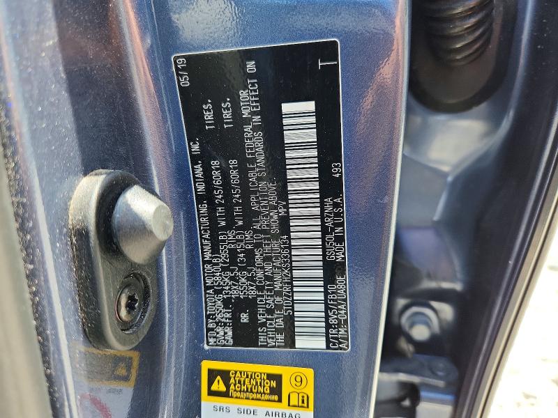 Продаж на аукціоні авто 2019 Toyota Highlander, vin: 5TDZZRFH2KS336134, номер лоту: 59998246