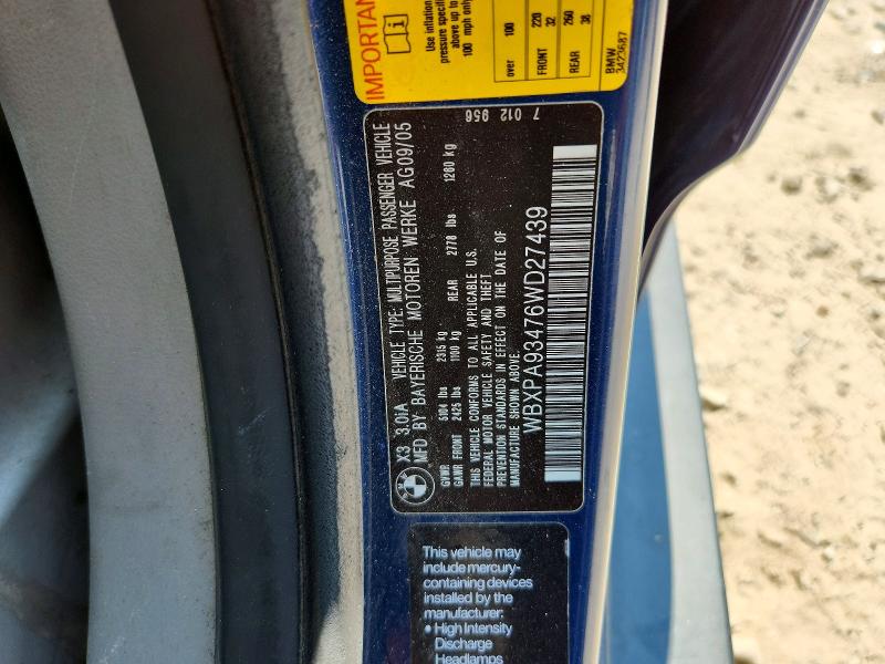 Продаж на аукціоні авто 2006 Bmw X3, vin: WBXPA93476WD27439, номер лоту: 62625756