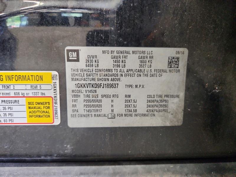 2015 Gmc Acadia მანქანა იყიდება აუქციონზე, vin: 1GKKVTKD9FJ189637, აუქციონის ნომერი: 59636466