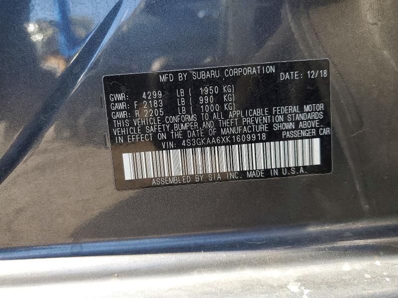 Aukcja sprzedaży 2019 Subaru Impreza, vin: 4S3GKAA6XK1609918, numer aukcji: 60998616