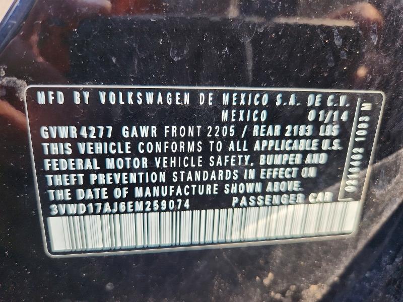 Aukcja sprzedaży 2014 Volkswagen Jetta, vin: 3VWD17AJ6EM259074, numer aukcji: 62425796