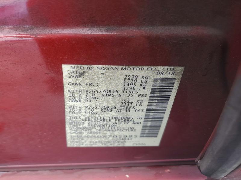 Aukcja sprzedaży 2019 Nissan Frontier, vin: 1N6AD0ER6KN705985, numer aukcji: 63493506