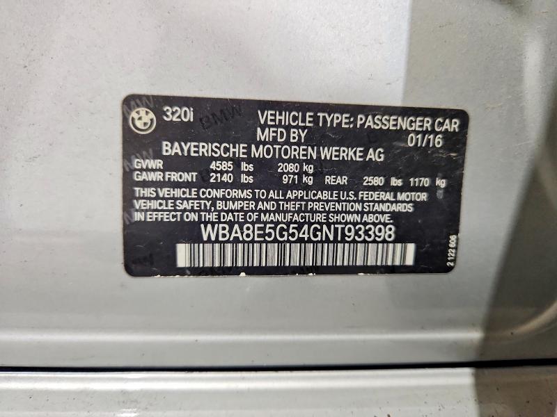 Aukcja sprzedaży 2016 Bmw 320, vin: WBA8E5G54GNT93398, numer aukcji: 61984226