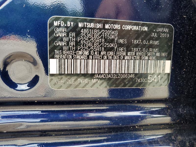 Продажа на аукционе авто 2020 Mitsubishi Outlander, vin: JA4AD3A32LZ006346, номер лота: 60435286