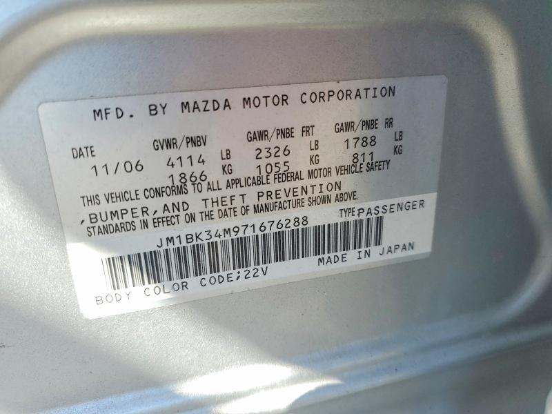 Auction sale of the 2007 Mazda Speed, vin: JM1BK34M971676288, lot number: 60502786