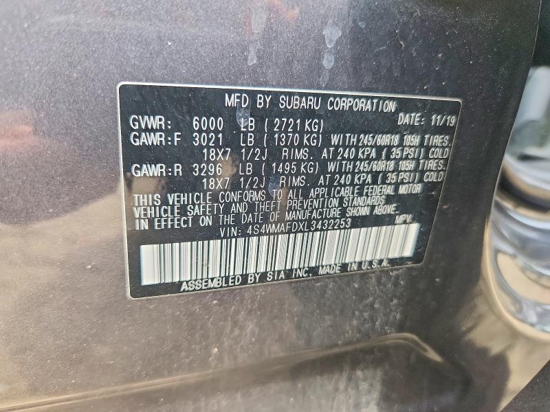 Продаж на аукціоні авто 2020 Subaru Ascent, vin: 4S4WMAFDXL3432253, номер лоту: 61385826