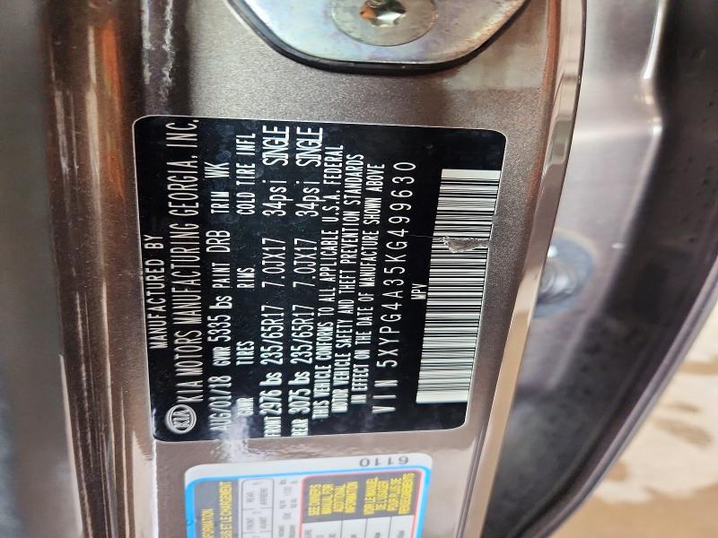 Продажа на аукционе авто 2019 Kia Sorento, vin: 5XYPG4A35KG499630, номер лота: 61381376