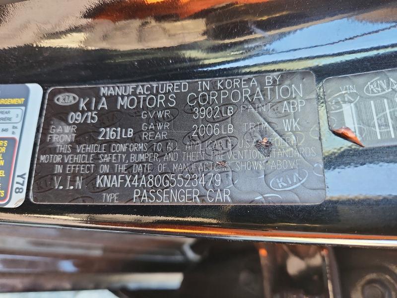 2016 Kia Forte მანქანა იყიდება აუქციონზე, vin: KNAFX4A80G5523479, აუქციონის ნომერი: 60513526