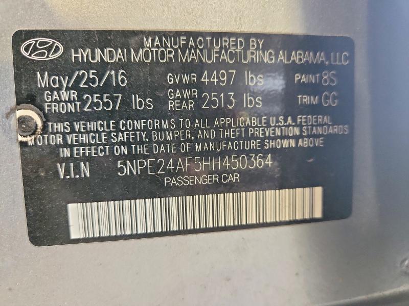 Aukcja sprzedaży 2017 Hyundai Sonata, vin: 5NPE24AF5HH450364, numer aukcji: 59956816