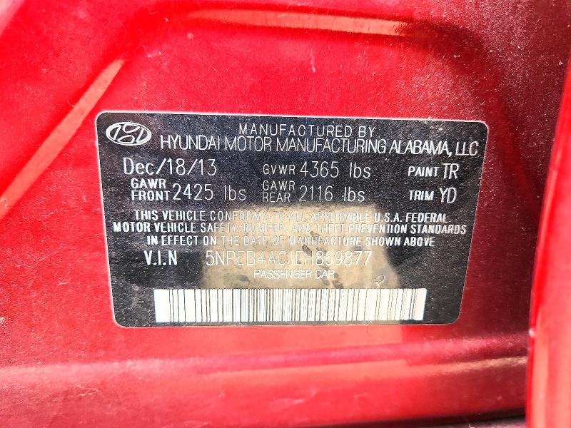 Продаж на аукціоні авто 2014 Hyundai Sonata, vin: 5NPEB4AC1EH869877, номер лоту: 61783736