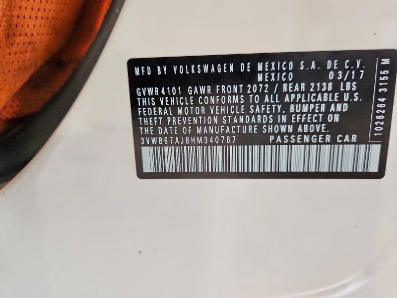 Aukcja sprzedaży 2017 Volkswagen Jetta, vin: 3VWB67AJ8HM340767, numer aukcji: 60802646