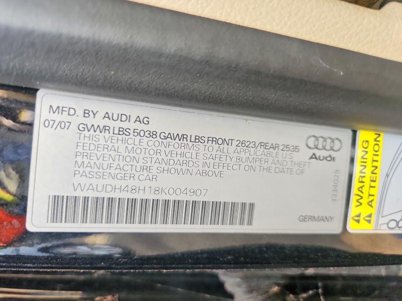 Продажа на аукционе авто 2008 Audi A4, vin: WAUDH48H18K004907, номер лота: 63096976