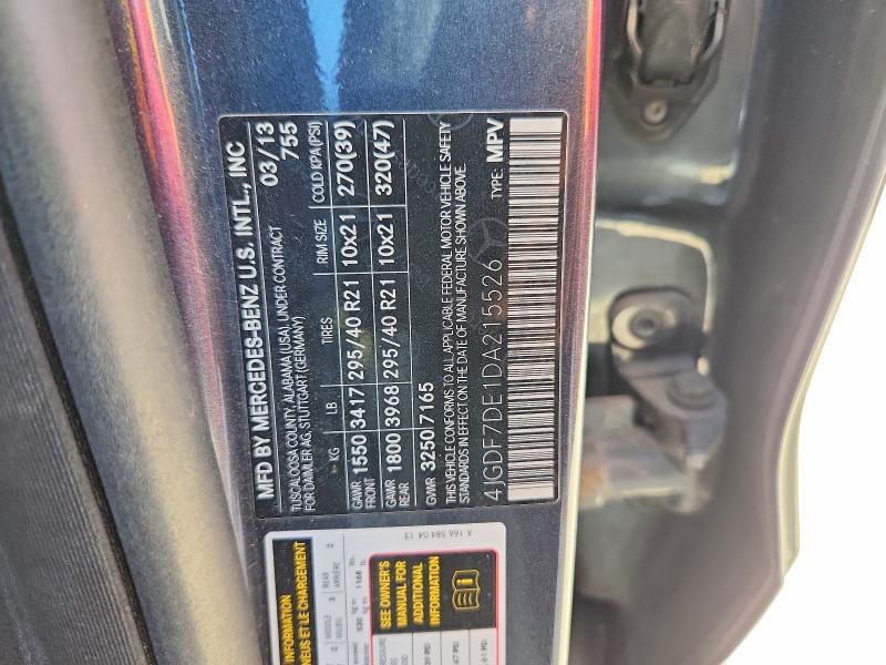 Aukcja sprzedaży 2013 Mercedes-benz Gl, vin: 4JGDF7DE1DA215526, numer aukcji: 62747836