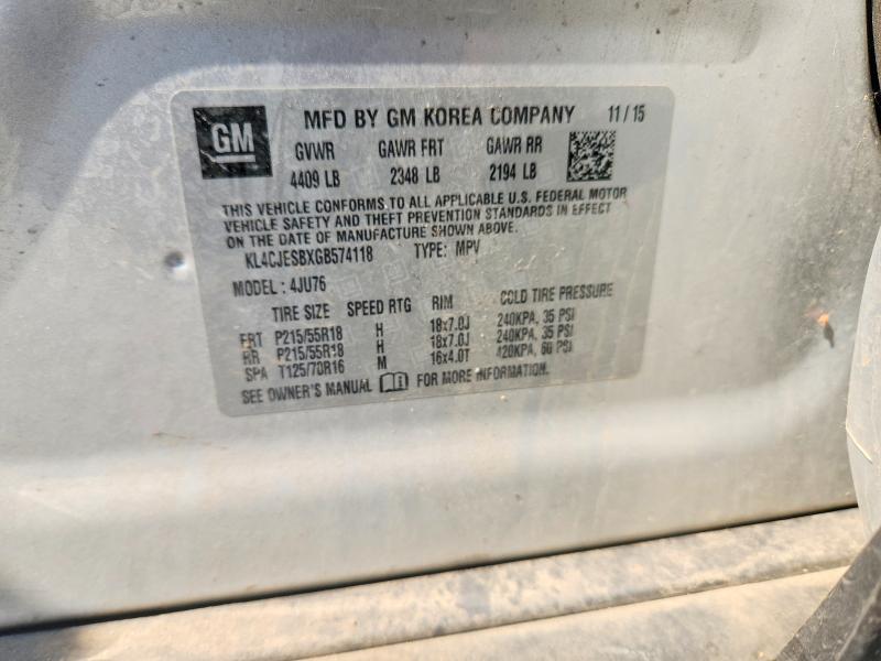 Продаж на аукціоні авто 2016 Buick Encore, vin: KL4CJESBXGB574118, номер лоту: 59715536