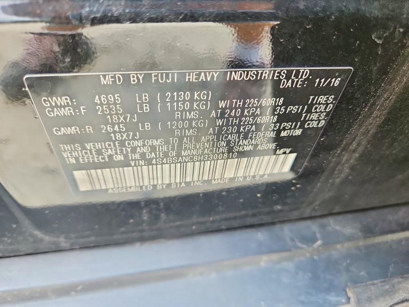 Auction sale of the 2017 Subaru Outback, vin: 4S4BSANC8H3300810, lot number: 62777766