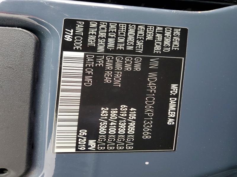 Aukcja sprzedaży 2019 Mercedes-benz Sprinter, vin: WD4PF1CD6KP133668, numer aukcji: 62546186