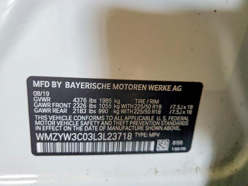 2020 Mini Cooper მანქანა იყიდება აუქციონზე, vin: WMZYW3C03L3L23718, აუქციონის ნომერი: 61837506