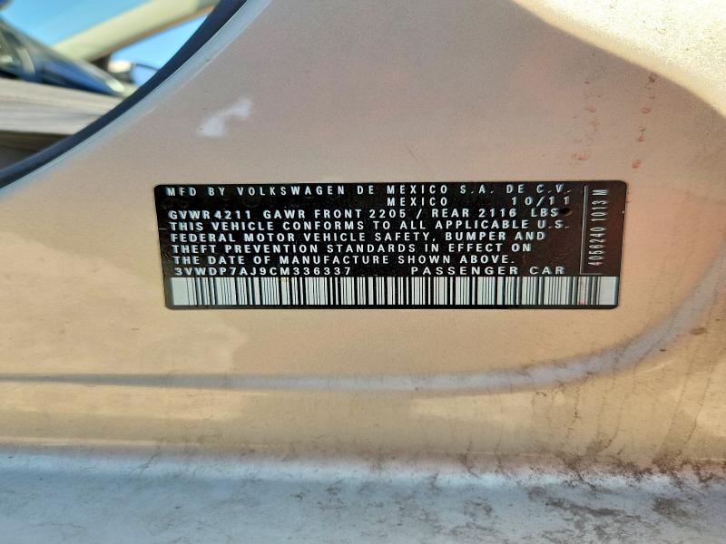 Aukcja sprzedaży 2012 Volkswagen Jetta, vin: 3VWDP7AJ9CM336337, numer aukcji: 62129106