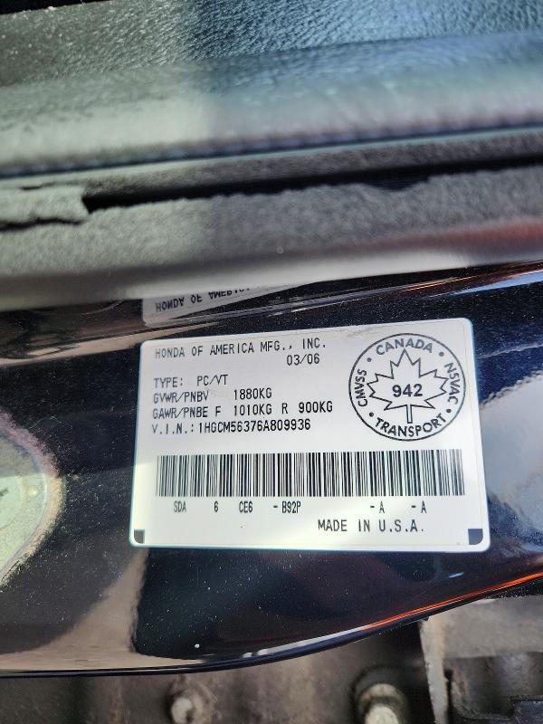 Продажа на аукционе авто 2006 Honda Accord, vin: 1HGCM56376A809936, номер лота: 85610385
