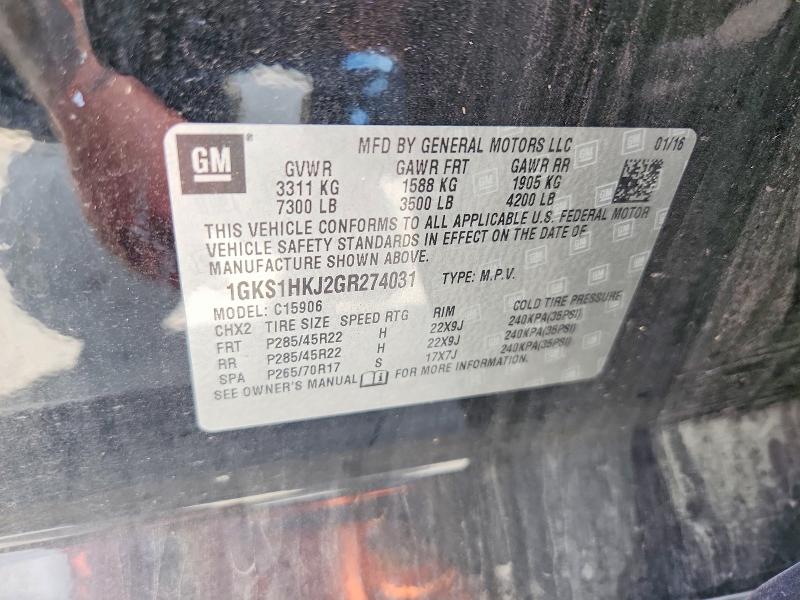 Продаж на аукціоні авто 2016 Gmc Yukon Xl, vin: 1GKS1HKJ2GR274031, номер лоту: 60060126