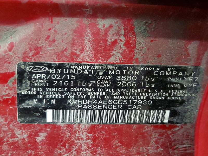 63465896 :رقم المزاد ، KMHDH4AE6GU517930 vin ، 2016 Hyundai Elantra مزاد بيع