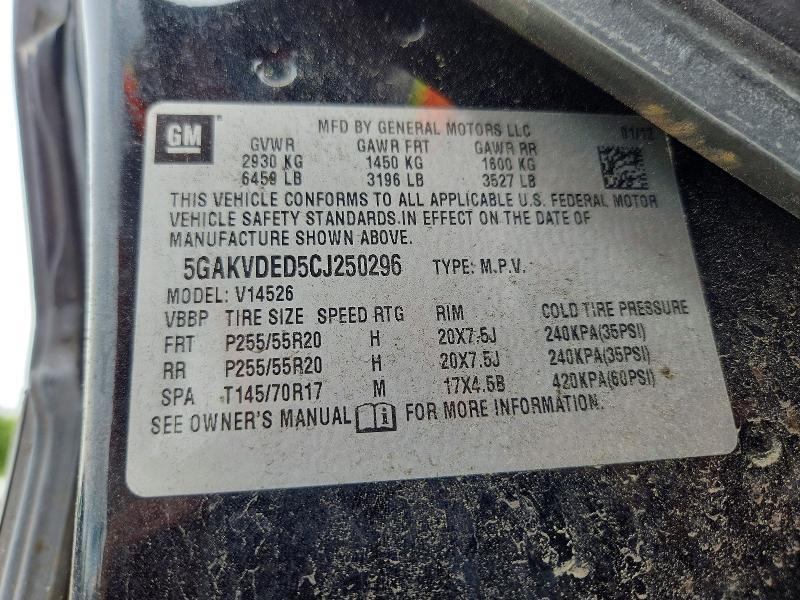 2012 Buick Enclave მანქანა იყიდება აუქციონზე, vin: 5GAKVDED5CJ250296, აუქციონის ნომერი: 60315806