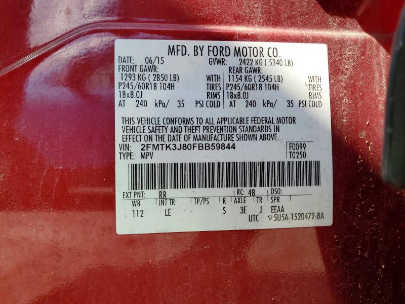 Aukcja sprzedaży 2015 Ford Edge, vin: 2FMTK3J80FBB59844, numer aukcji: 58469386