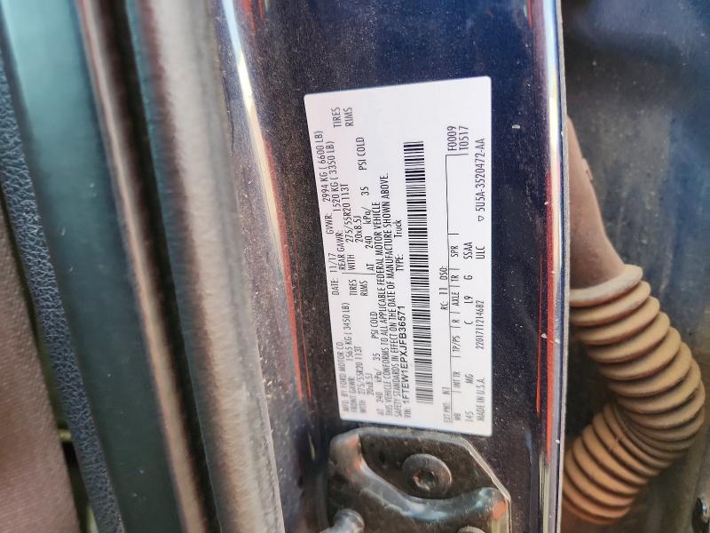 61972046 :رقم المزاد ، 1FTEW1EPXJFB36571 vin ، 2018 Ford F150 مزاد بيع
